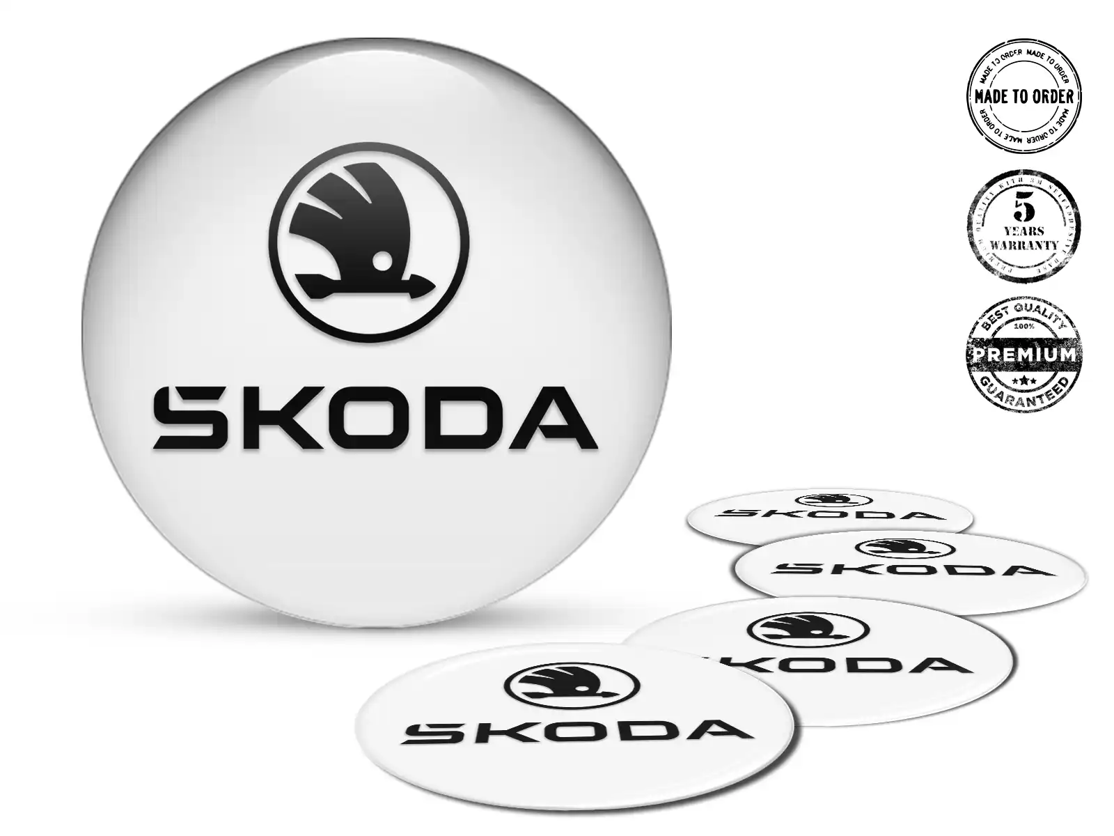 Skoda Style Emblèmes Roue Étiquettes Bombées Haute Qualité
